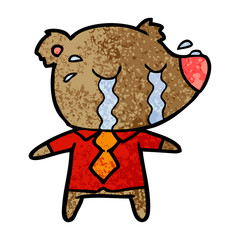 cartoon crying bear in shirt