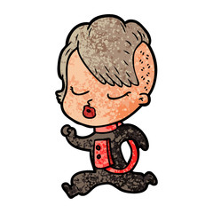 cartoon pretty hipster girl