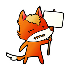 fox cartoon character with protest sign