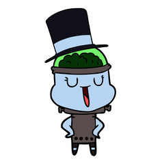 happy cartoon robot wearing top hat