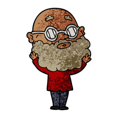 cartoon curious man with beard and glasses