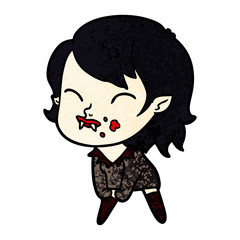 cartoon vampire girl with blood on cheek
