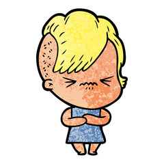 cartoon annoyed hipster girl