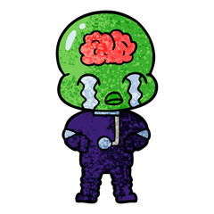 cartoon big brain alien crying