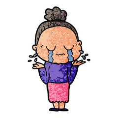 cartoon crying old lady