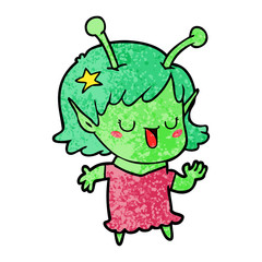 happy alien girl cartoon