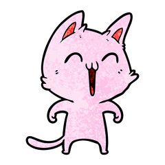 happy cartoon cat meowing