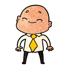 happy cartoon bald man