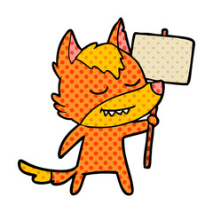 fox cartoon character with protest sign