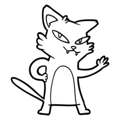 happy cartoon cat waving