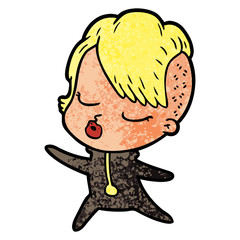 cartoon pretty hipster girl