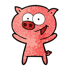 cheerful pig cartoon