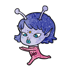 pretty cartoon alien girl