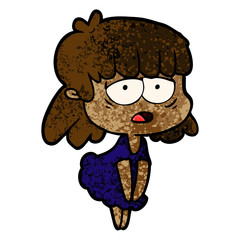 cartoon tired woman
