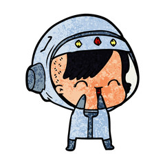 cartoon laughing astronaut girl 
