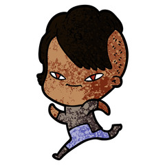 cute cartoon girl with hipster haircut