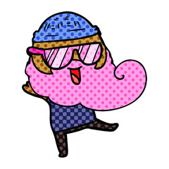 happy pink bearded man