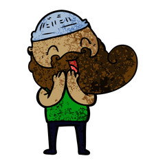 happy bearded man laughing