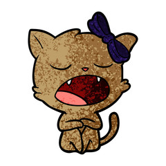 cartoon yawning cat