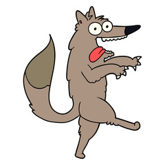 crazed cartoon wolf