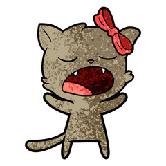 cartoon yawning cat
