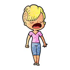cartoon cool hipster girl talking