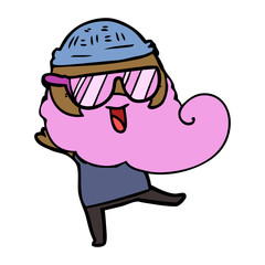 happy pink bearded man