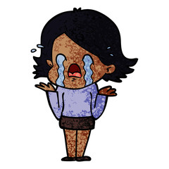 cartoon woman crying
