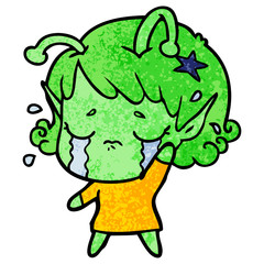cartoon crying alien girl