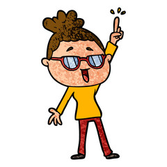 cartoon happy woman wearing spectacles