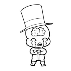 cartoon big brain alien crying