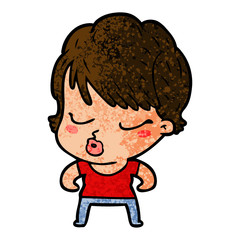 cartoon woman with eyes shut