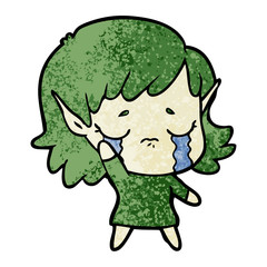 cartoon crying elf girl