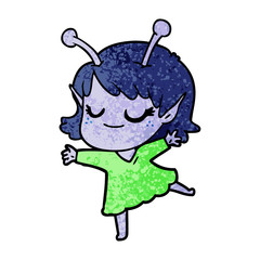 smiling alien girl cartoon dancing