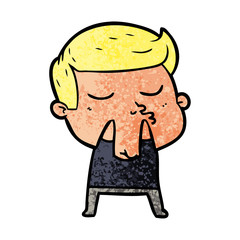 cartoon model guy pouting