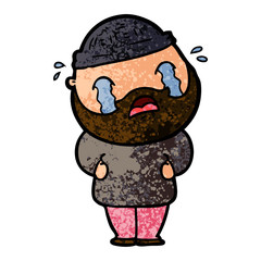 Fototapeta premium cartoon bearded man crying