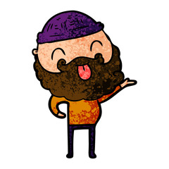 man with beard sticking out tongue