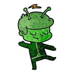friendly cartoon spaceman dancing