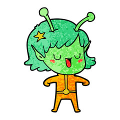 happy alien girl cartoon