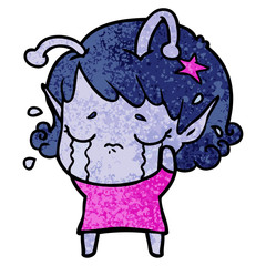 cartoon crying alien girl