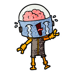 cartoon crying robot waving