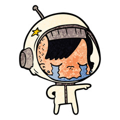 cartoon crying astronaut girl