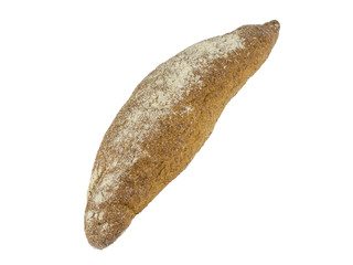 Fresh, homemade baguette from wheat flour isolated on white background.