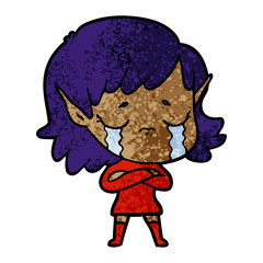 cartoon crying elf girl