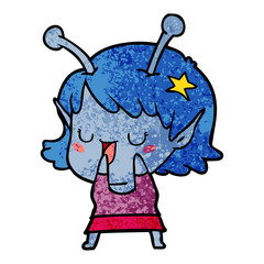 happy alien girl cartoon