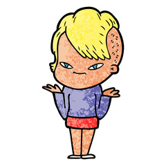 cute cartoon girl with hipster haircut