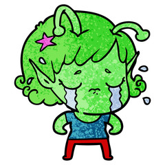 cartoon crying alien girl