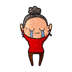 cartoon old woman crying