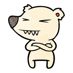 angry polar bear cartoon with folded arms