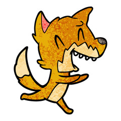 laughing fox running away